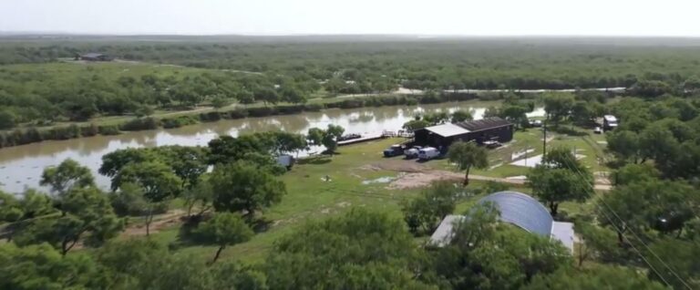 Aerial view of the Rocket Ranch campground on the Rio Grande near Boca Chica, Texas