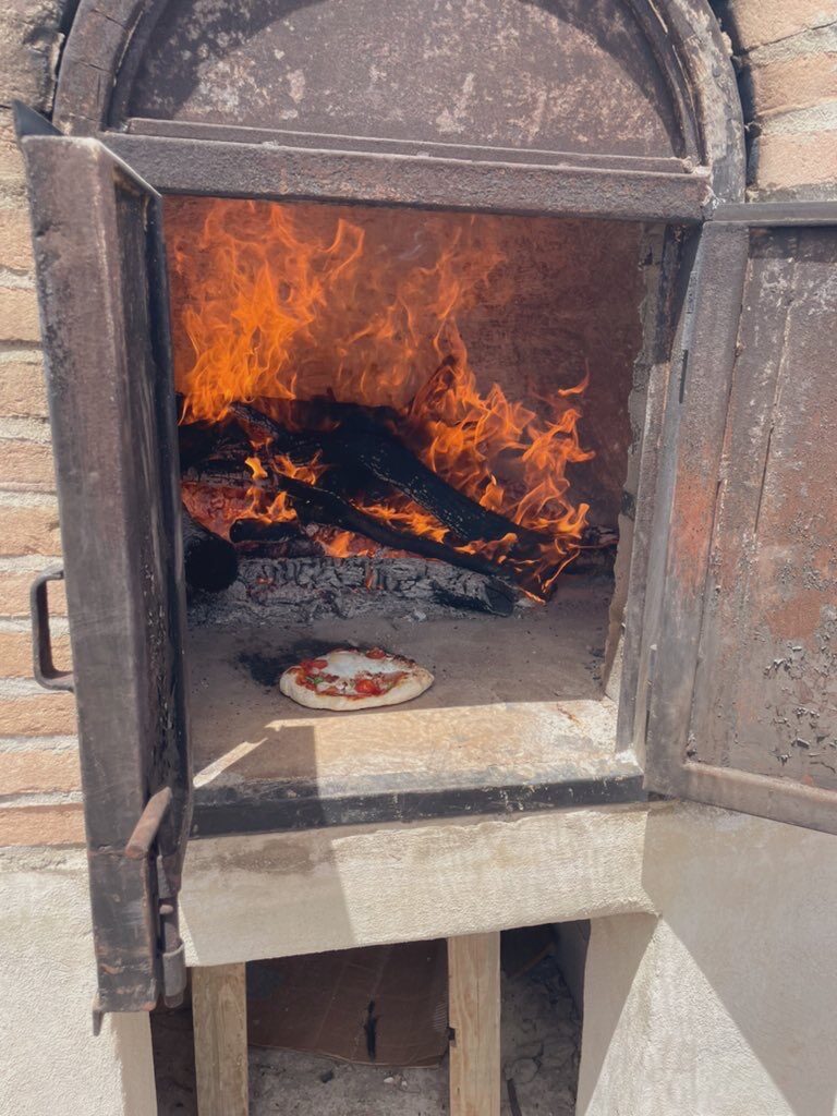 Wood-fired pizza oven at Rocket Ranch